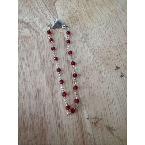 Garnet Bracelet, NEW, Handmade, Stackable, 9” - Picture 1 of 5